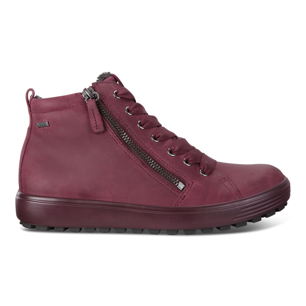 ECCO Womens Sneakers Burgundy - Soft 7 Tred Gtx Hi - QES-592480